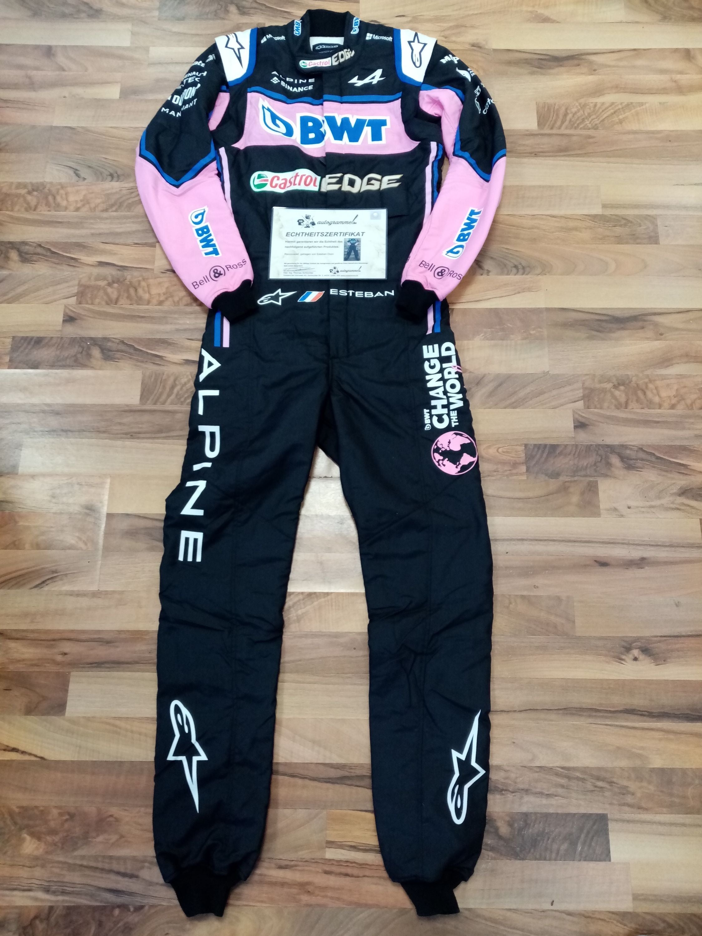 Racing overall worn by Esteban Ocon Formula 1 Alpine Coa