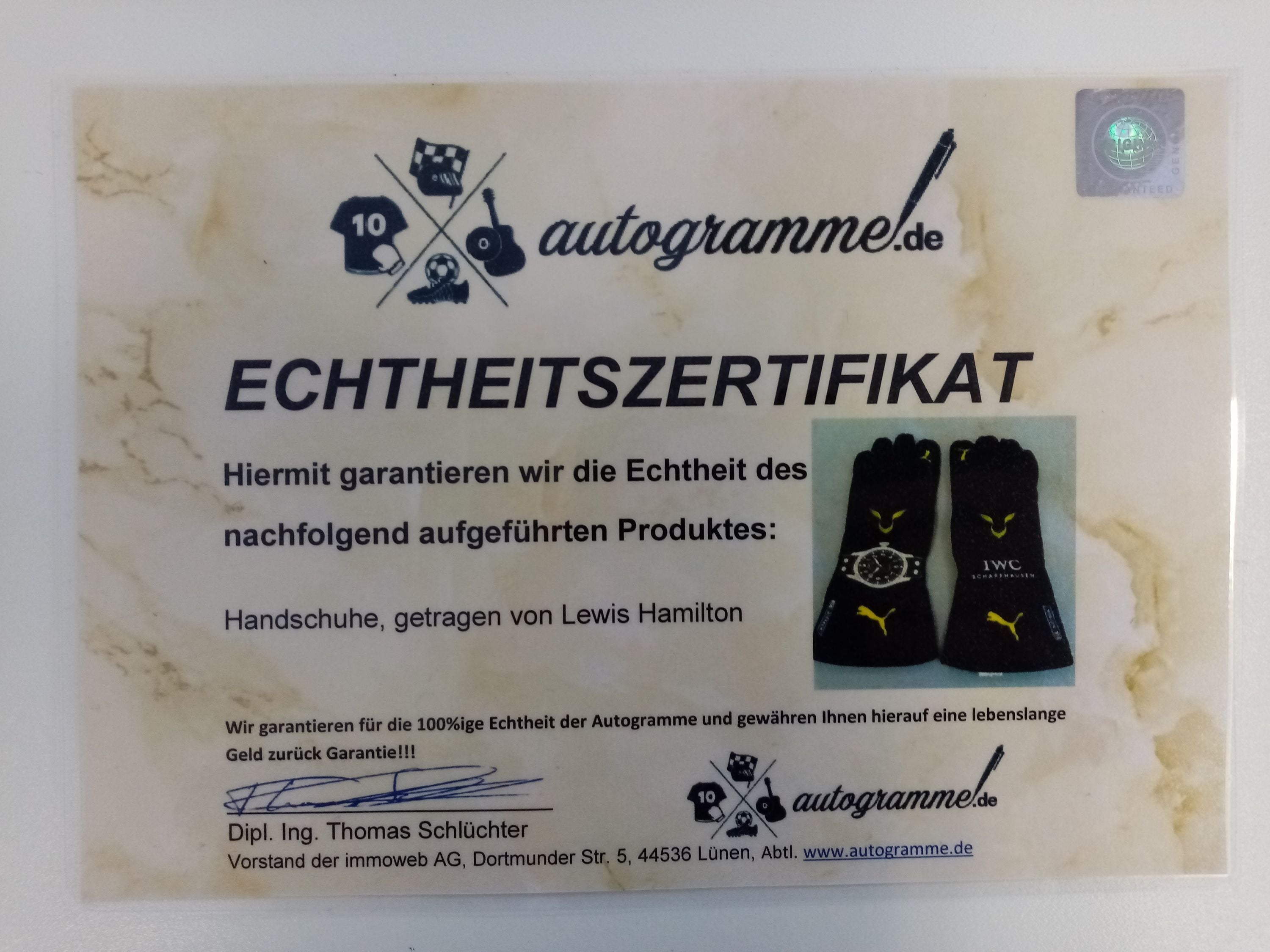 Lewis Hamilton original worn driver gloves England Formula 1