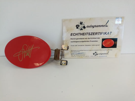 Ferrari 348 Tankdeckel Sebastian Vettel signiert Formel 1 COA