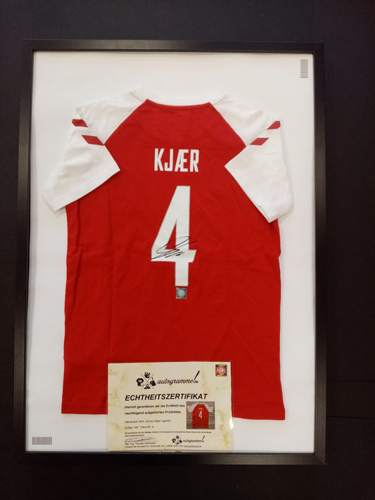 Denmark Shirt Simon Kjaer signed in frame COA Hummel Football 140