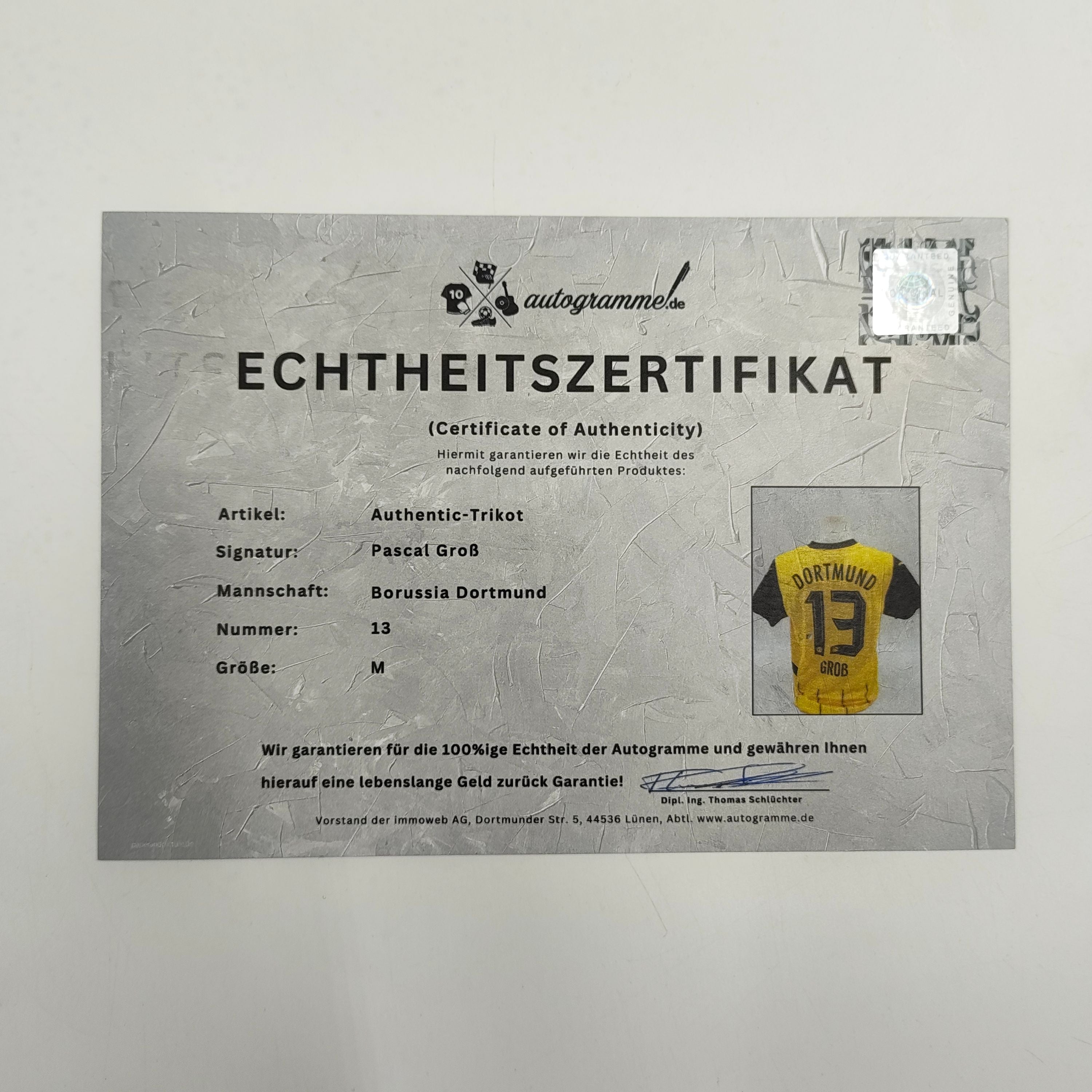 Borussia Dortmund Trikot Pascal Groß signiert BVB neu Puma signiert XL