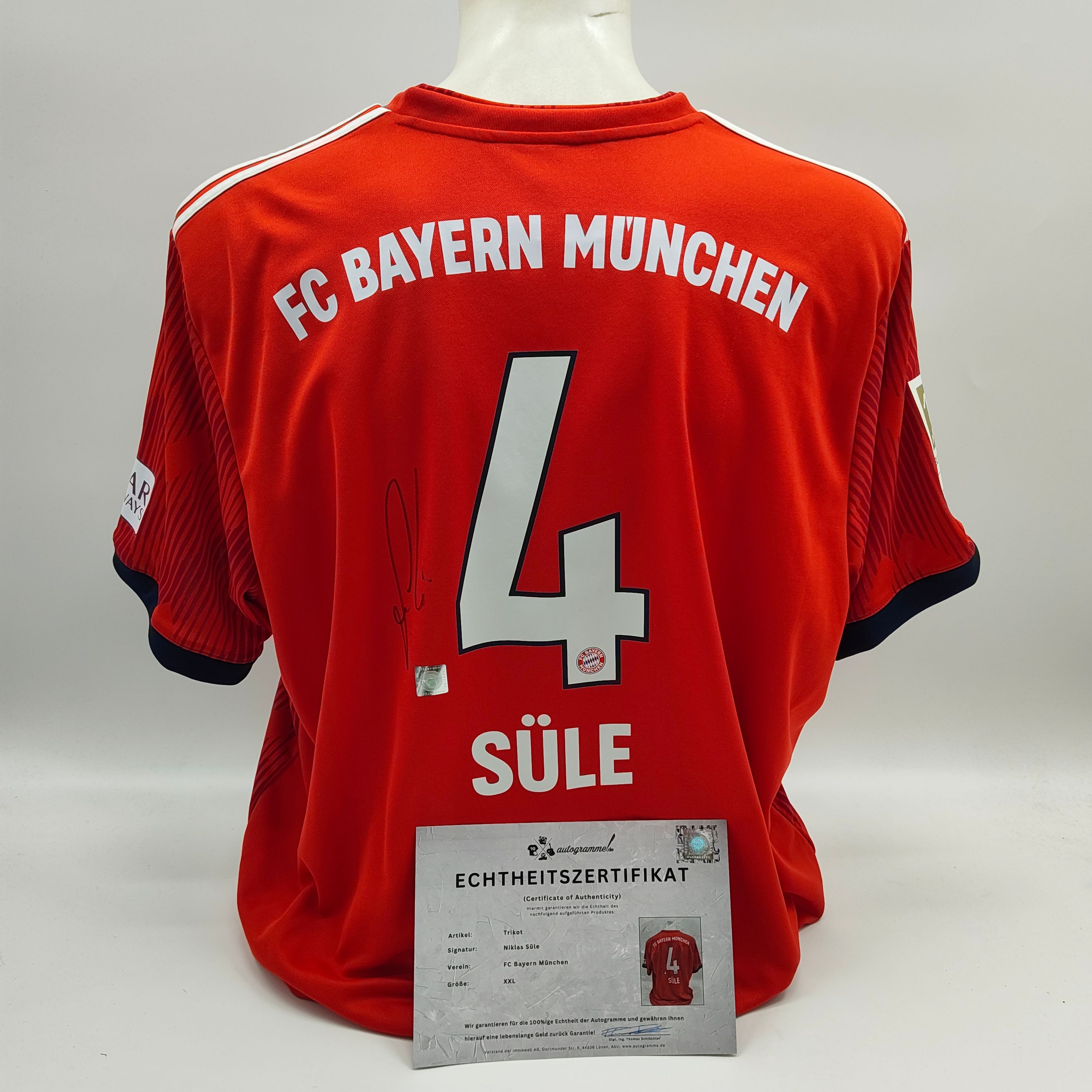 FC Bayern München Trikot Niklas Süle signiert Adidas COA Bundesliga XXL