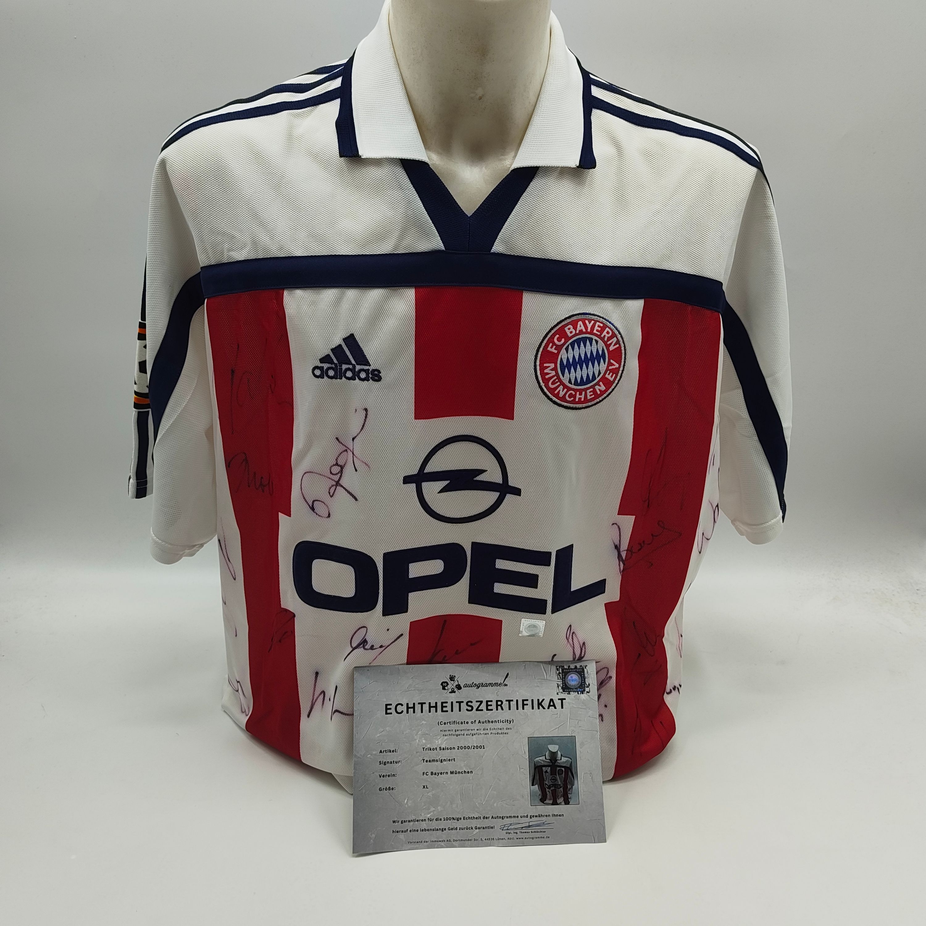 Bayern München Trikot 2000/2001 Teamsigniert Bundesliga COA Adidas neu XL