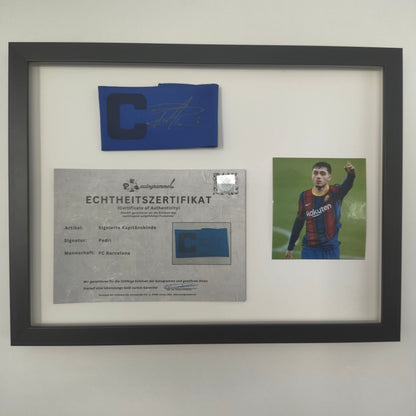 Kapitänsbinde Pedri signiert im Rahmen Spanien Autogramm COA Fußball