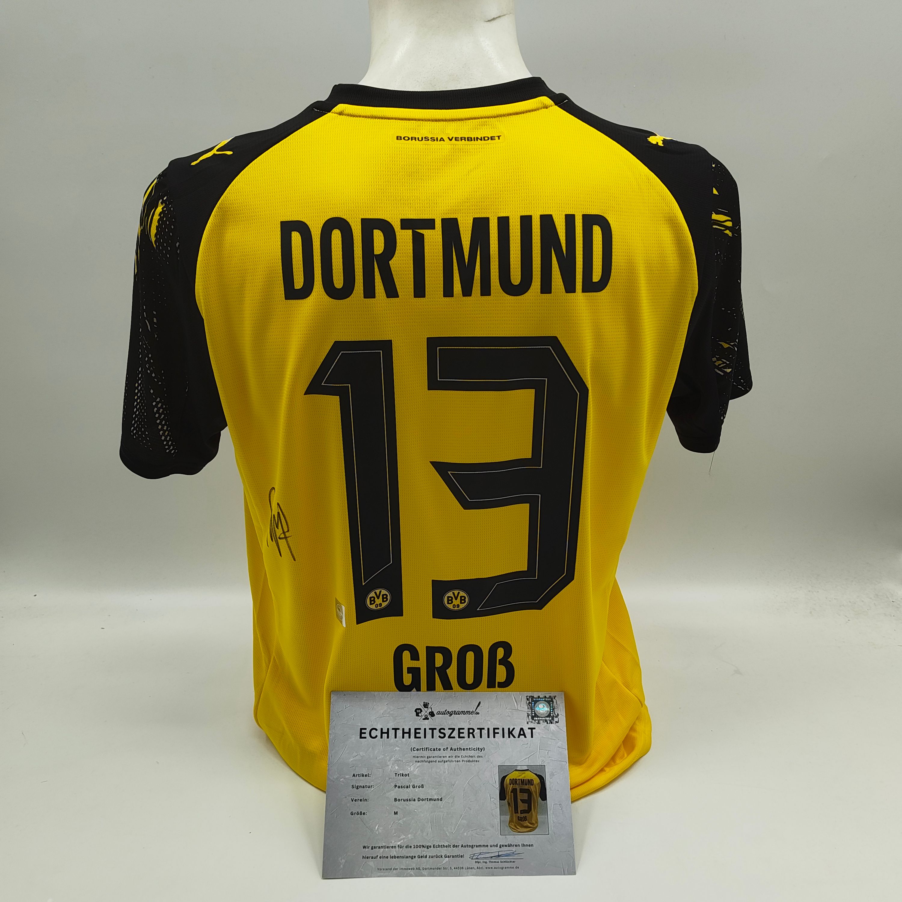 Borussia Dortmund Trikot Pascal Groß signiert Puma Autogramm M