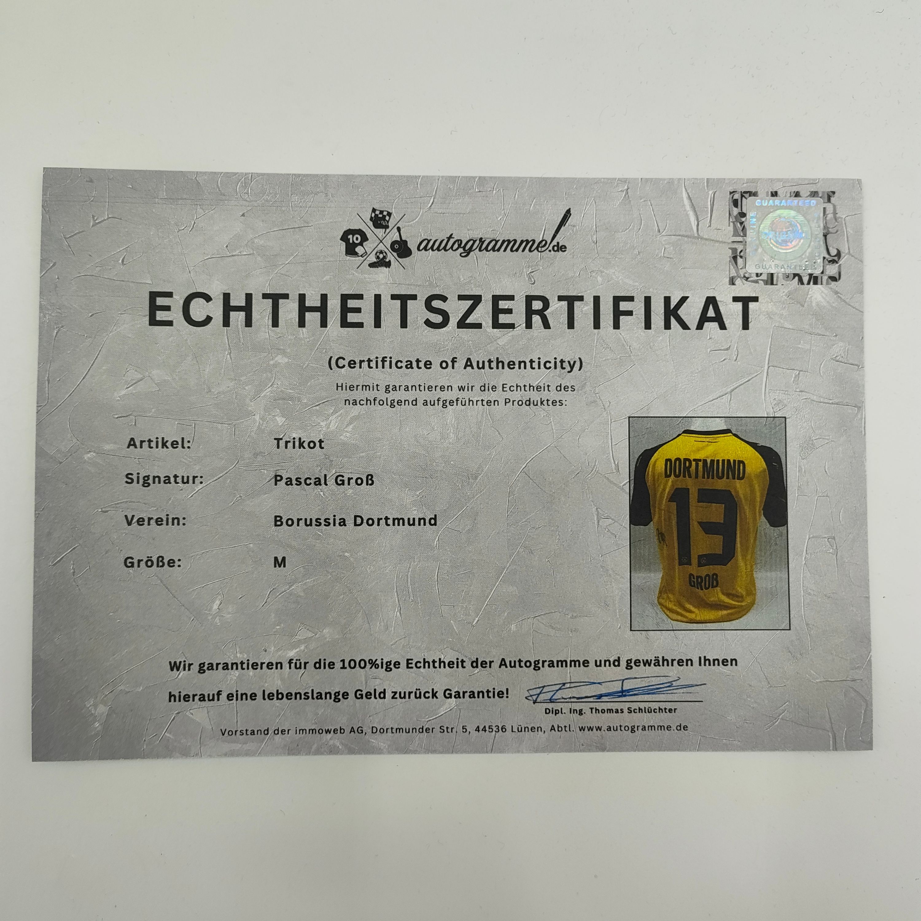 Borussia Dortmund Trikot Pascal Groß signiert Puma Autogramm M