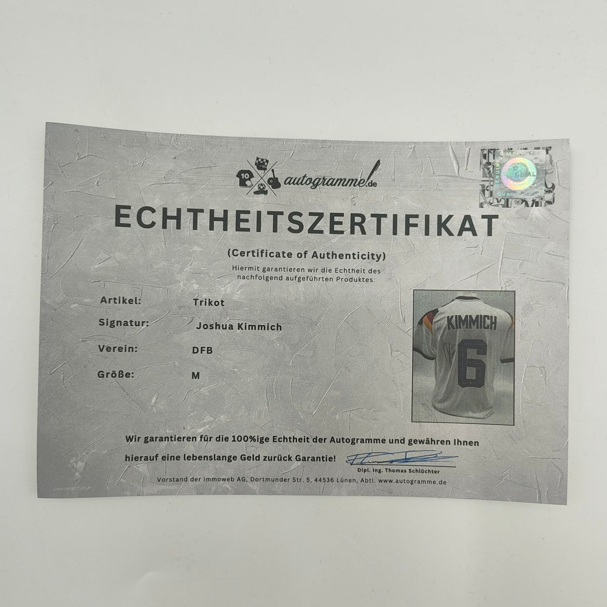 DFB Trikot Joshua Kimmich WM 2026 signiert Autogramme Adidas COA neu M