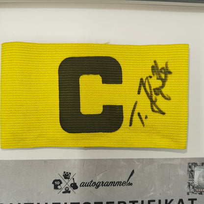 Kapitänsbinde Thomas Häßler signiert im Rahmen DFB Fußball Autogramm COA