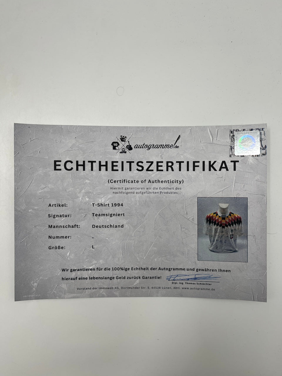 Deutschland Trikot WM 1994 Teamsigniert DFB Adidas L