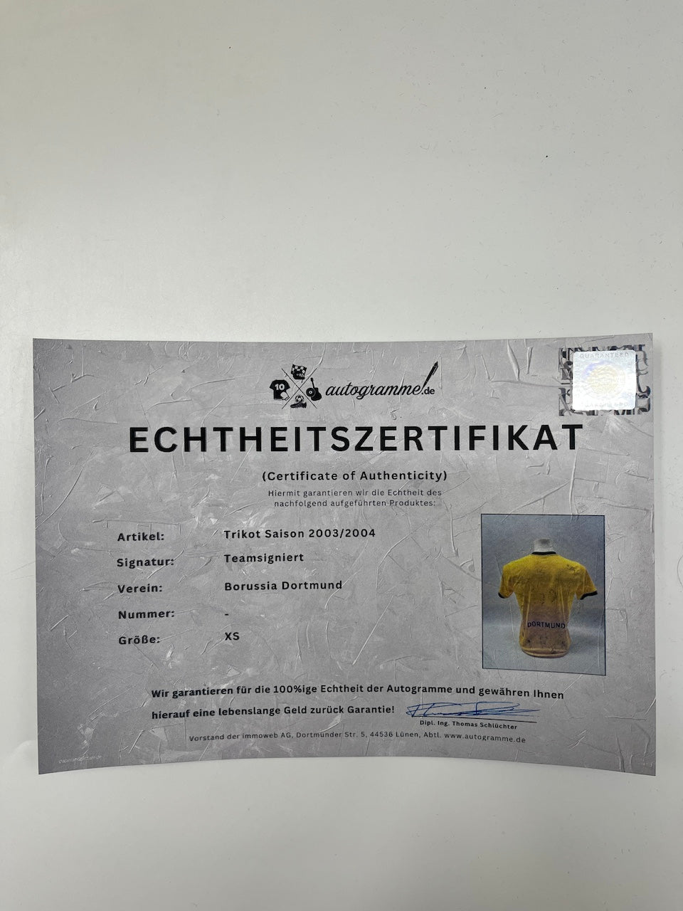 BVB Trikot 2003/2004 Teamsigniert Borussia Dortmund Goool XS