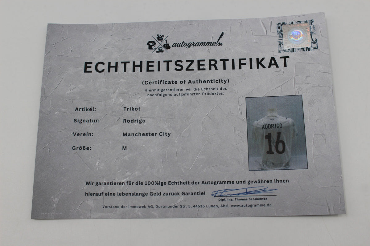 Manchester City Trikot Rodri signiert Autogramm Puma COA neu M 2025