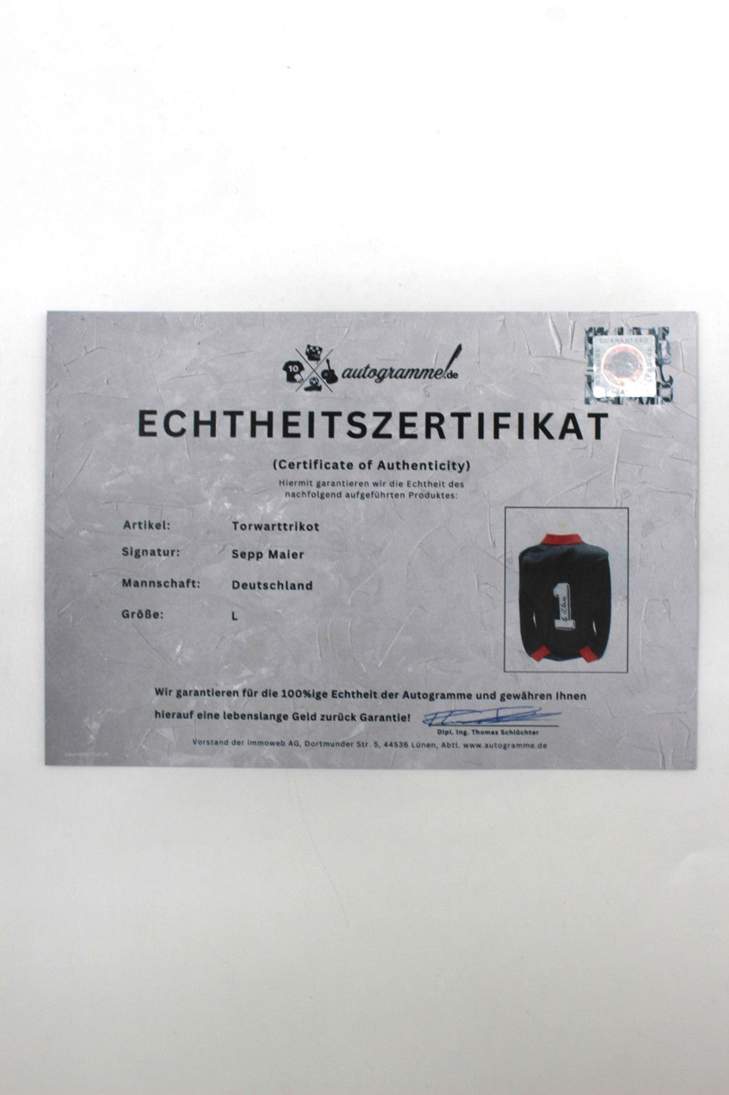 Deutschland Repro Trikot Sepp Maier signiert DFB Neu Autogramm COA L