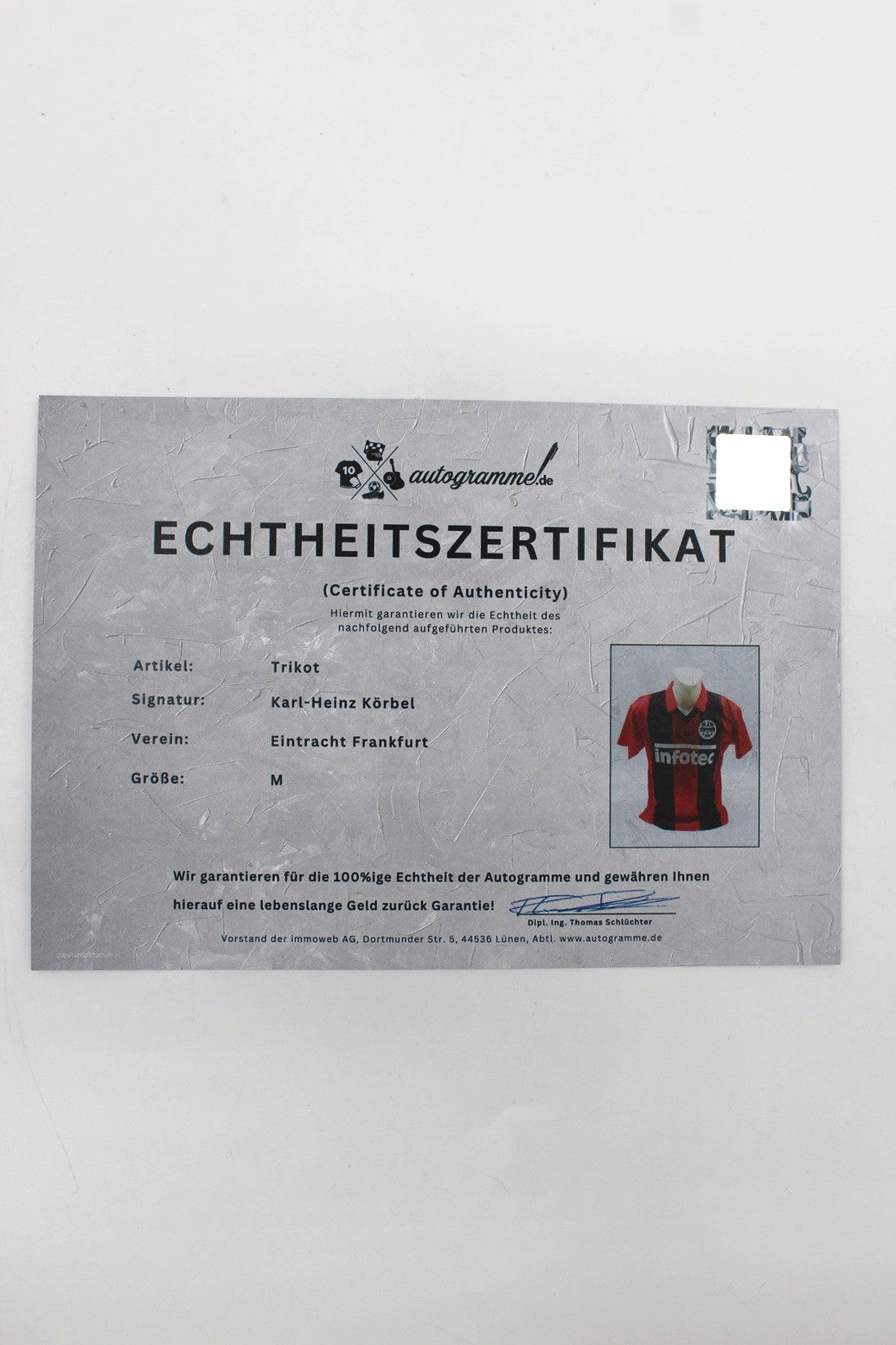 Eintracht Frankfurt Repro Trikot Karl-Heinz Körbel signiert Autogramm M