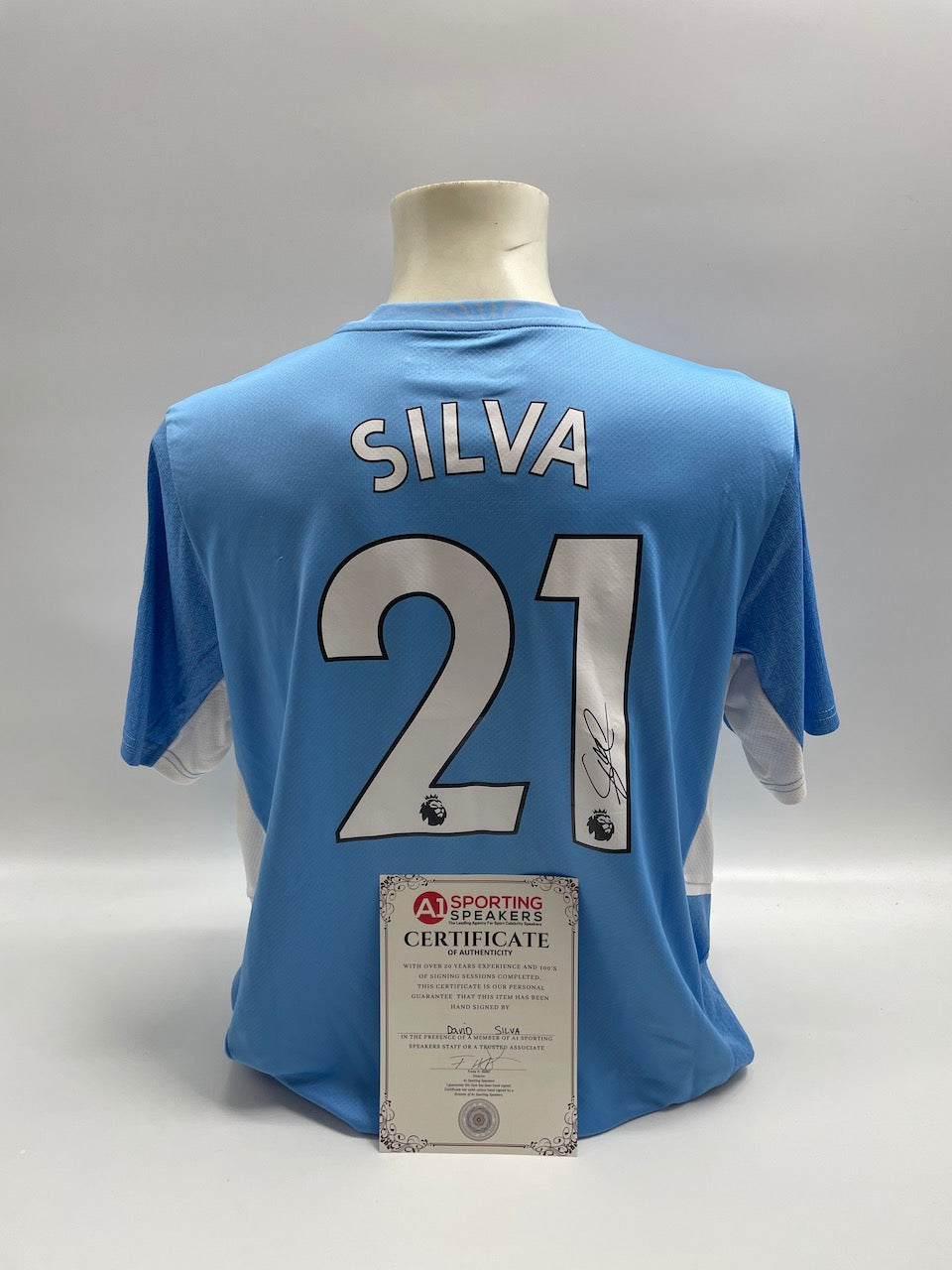 Manchester City Trikot David Silva signiert Autogramm England Puma XL