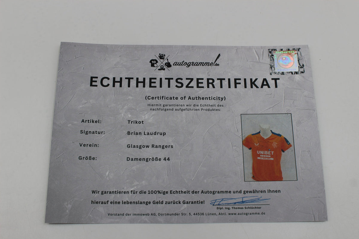 Glasgow Rangers 22/23 Trikot Brian Laudrup signiert Autogramm Castore Damengröße 44