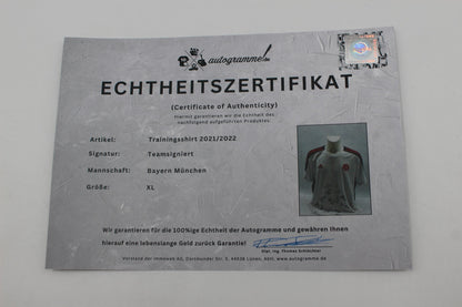 Bayern München Trainingsshirt 2021/2022 Teamsigniert COA Bundesliga Adidas XL