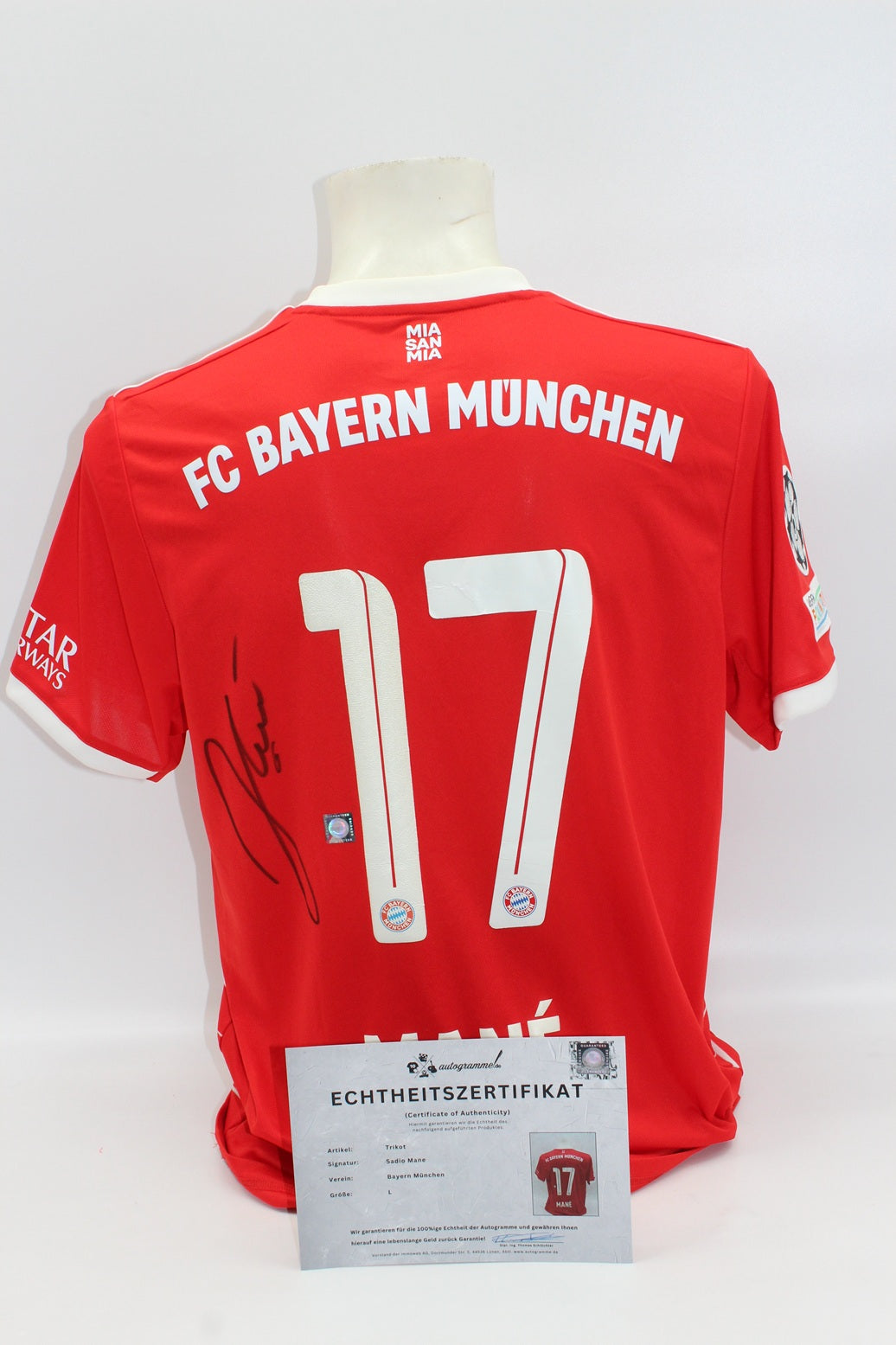 Bayern München Trikot Sadio Mane signiert Adidas FCB L 21/22
