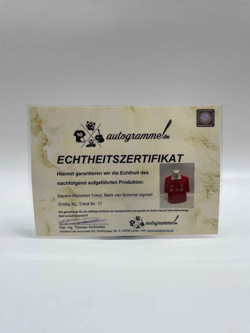 Bayern Munich jersey Mark van Bommel signed Adidas FCB Autogram COA XL