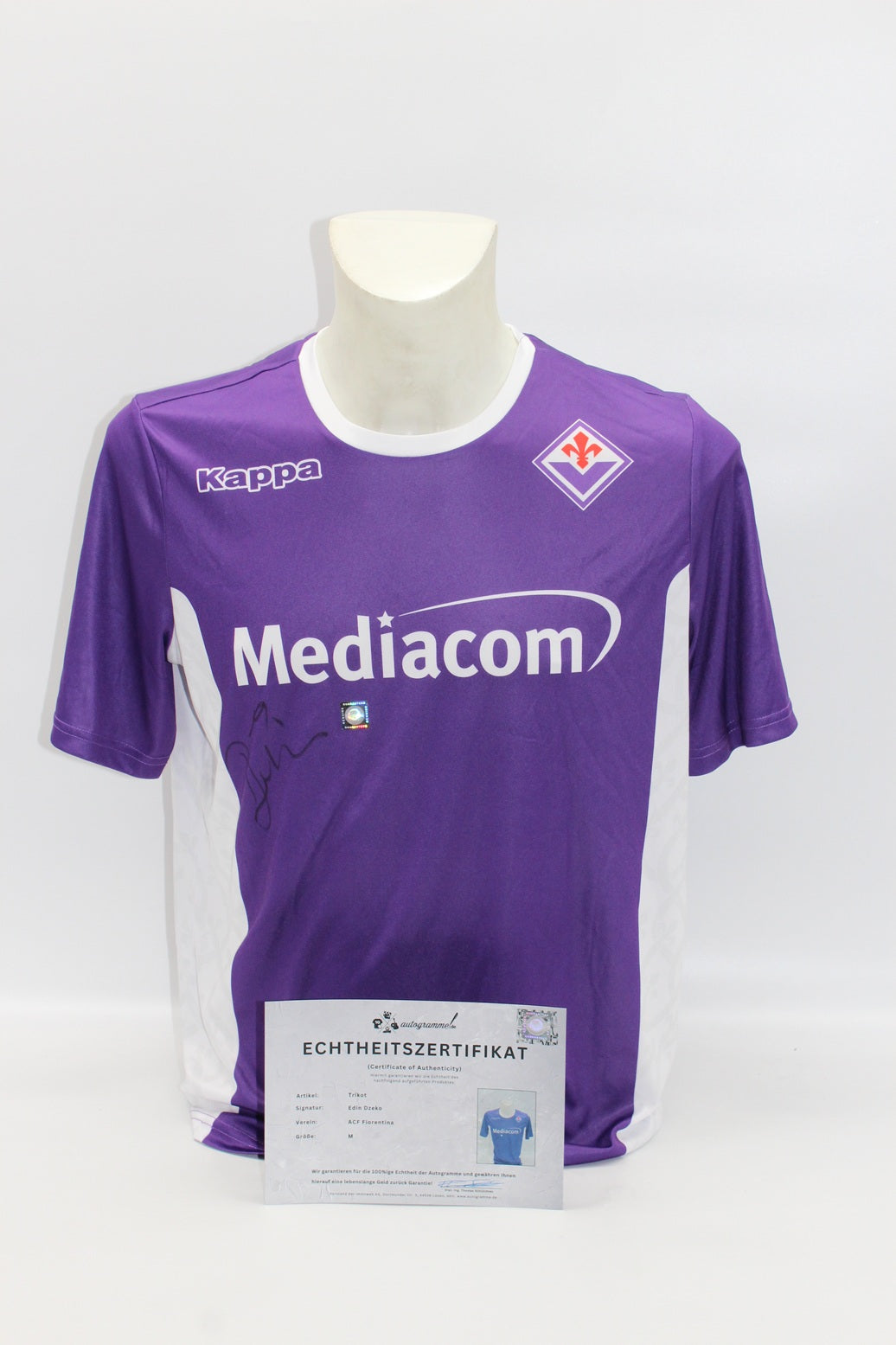 ACF Fiorentina Trikot Edin Dzeko signiert Autogramme Kappa COA M