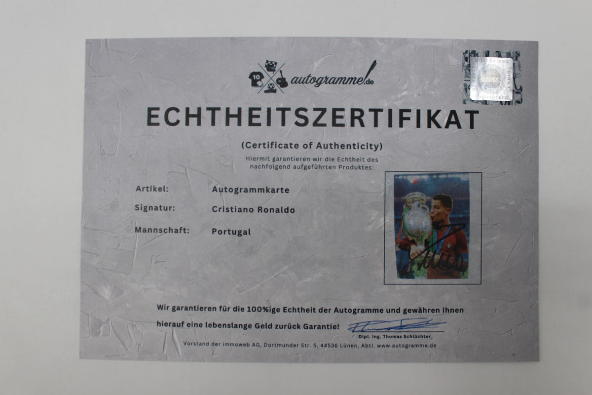 Autogrammkarte Cristiano Ronaldo signiert 14,5 x 10,5 cm Fußball Portugal