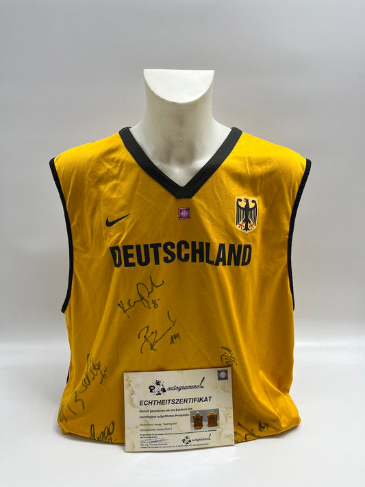 Germany Basketball Jersey Olympics 2008 Team Signed New Dirk Nowitzki XXXLT