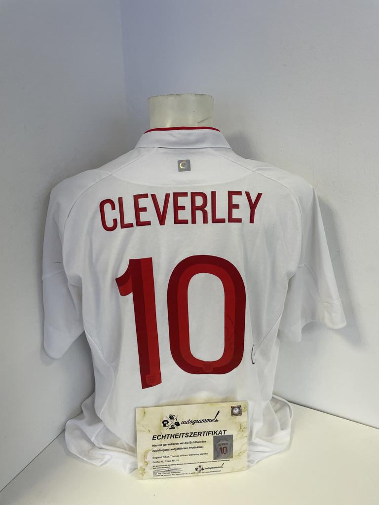 England Jersey Cleverley signed football autograph Football Umbro COA XL