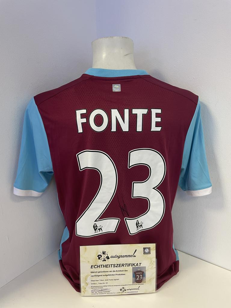 West Ham Jersey Jose Fonte signed autograph football England Umbro L