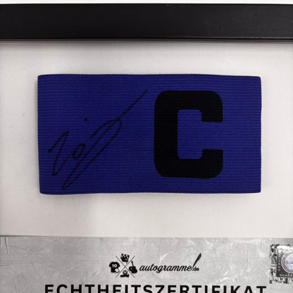 Kapitänsbinde Zaid Tchibara signiert im Rahmen Schalke 04 COA blau