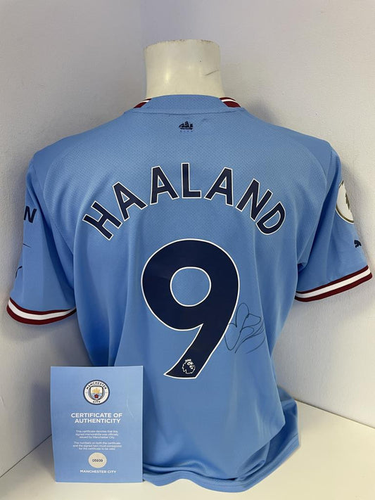 Manchester City Trikot Erling Haaland signiert Autogramm Fußball England Puma L