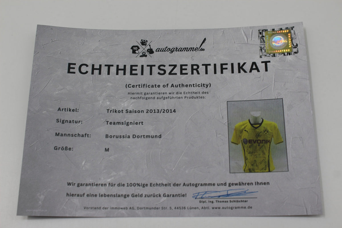 BVB Trikot 2013/2014 mit Bakalorz Flock Teamsigniert Borussia Dortmund Puma Neu M