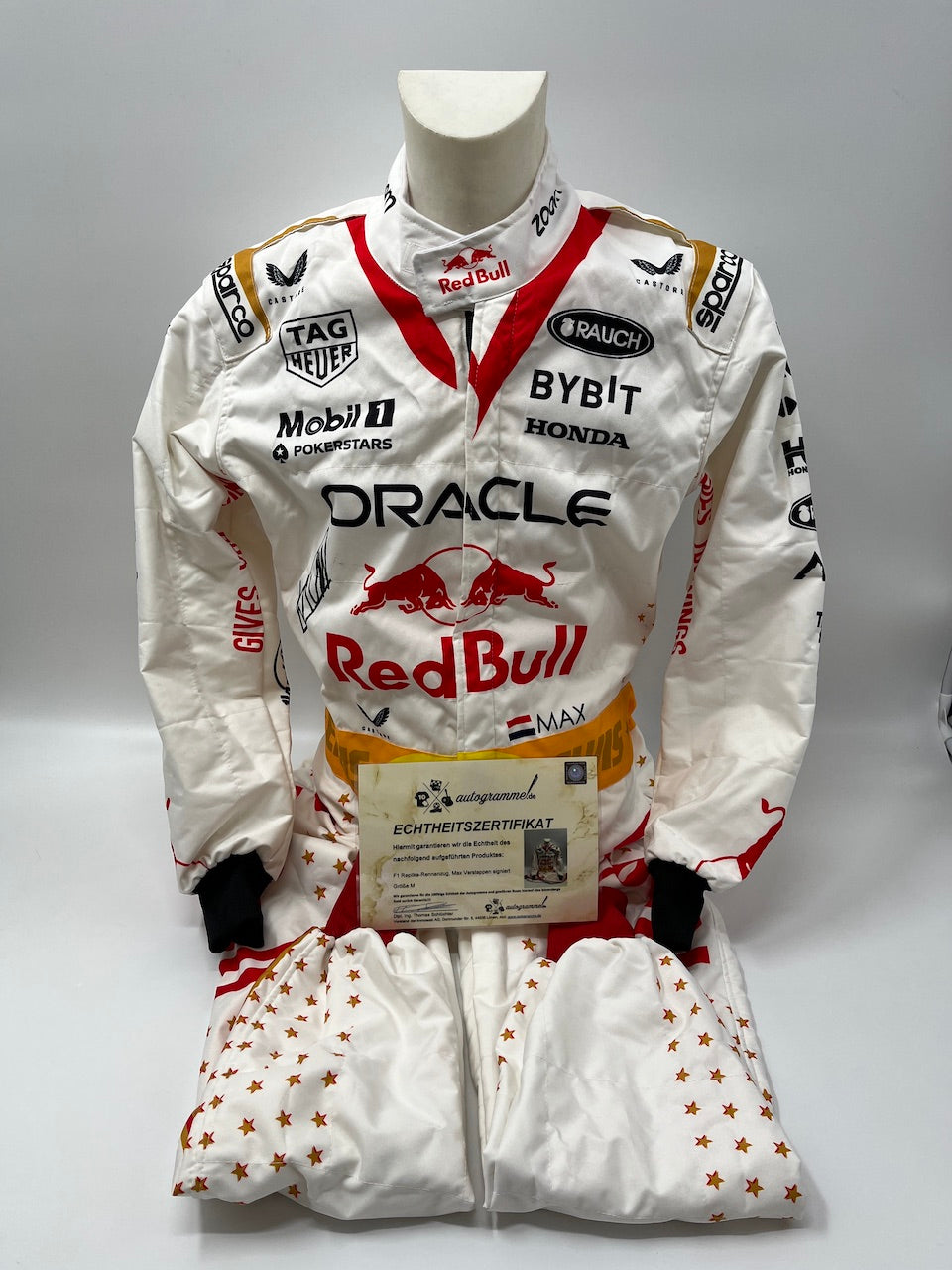 Max Verstappen Repro Formula 1 Racing Suit with Signature Autograph M 