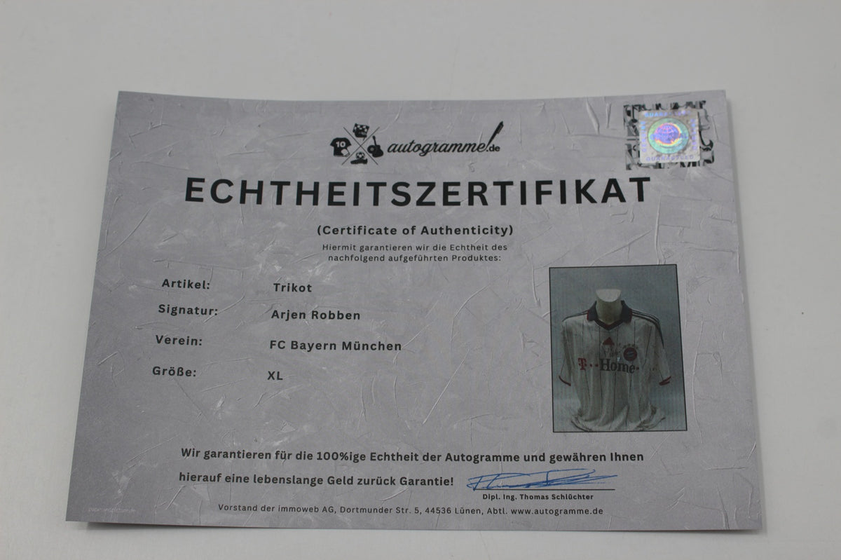 Bayern München 2009/2010 Trikot Arjen Robben signiert Autogramm Adidas COA XL
