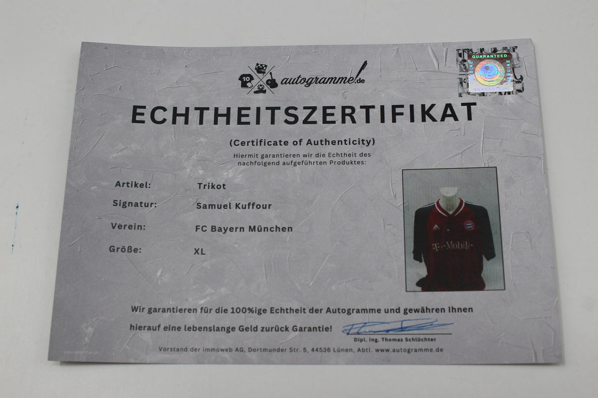 Bayern München 2002/2003 Trikot Samuel Kuffour signiert Autogramm Adidas COA XL