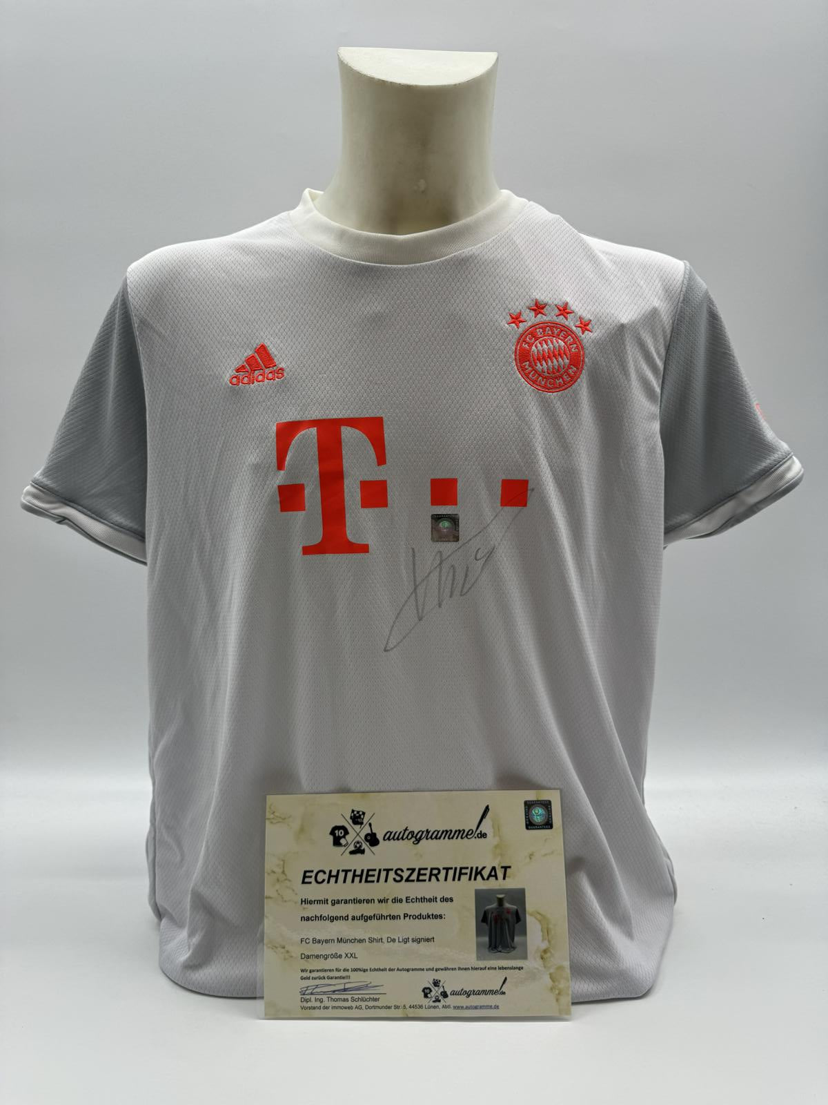 Bayern Munich training shirt Matthijs de Ligt signed COA Adidas women's size XXL