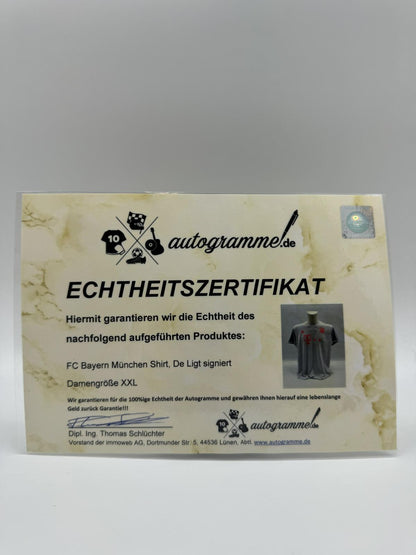 Bayern Munich training shirt Matthijs de Ligt signed COA adidas women's size XXL
