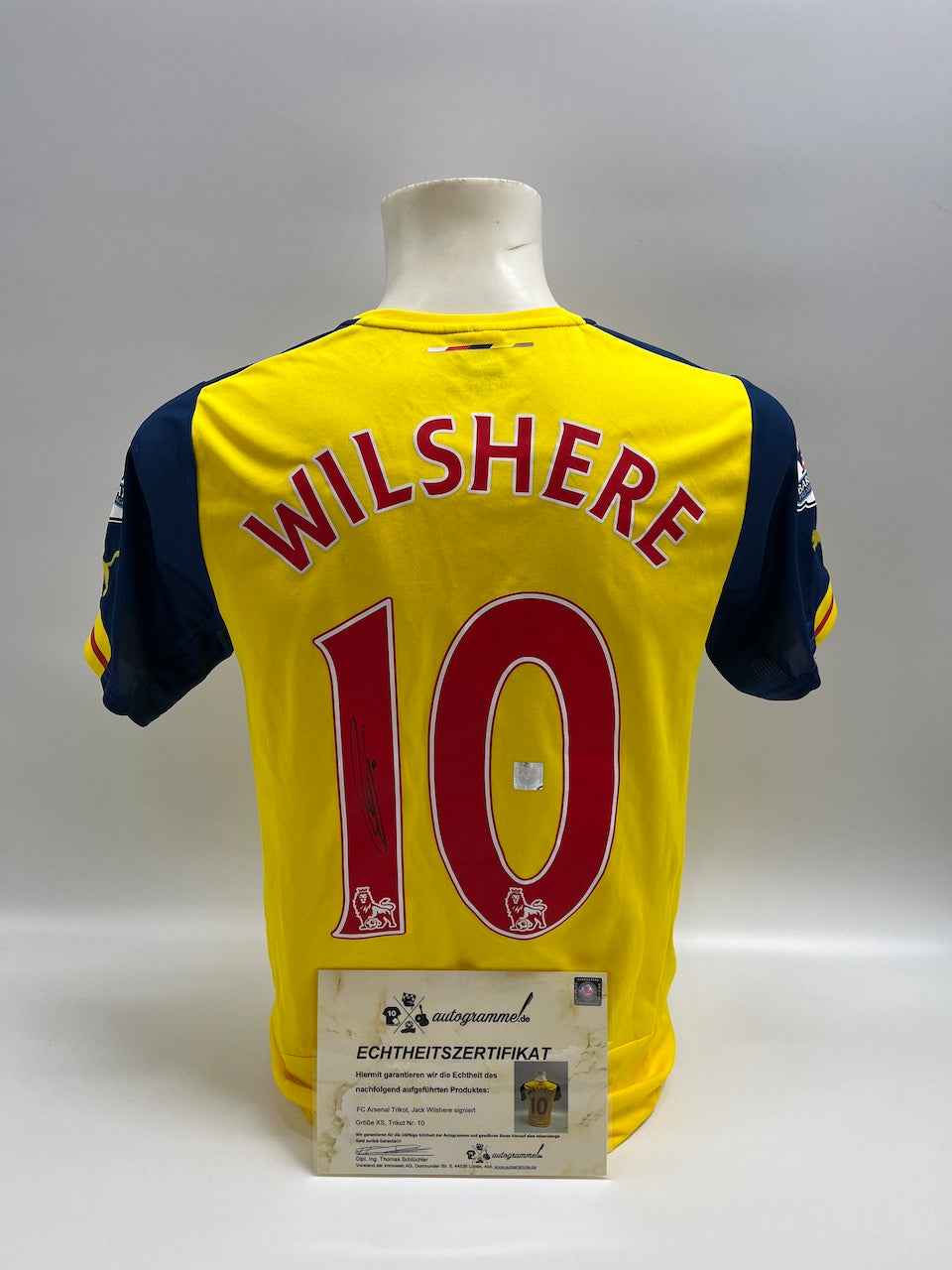 FC Arsenal Jersey Jack Wilshere signed Puma COA Autograph XS