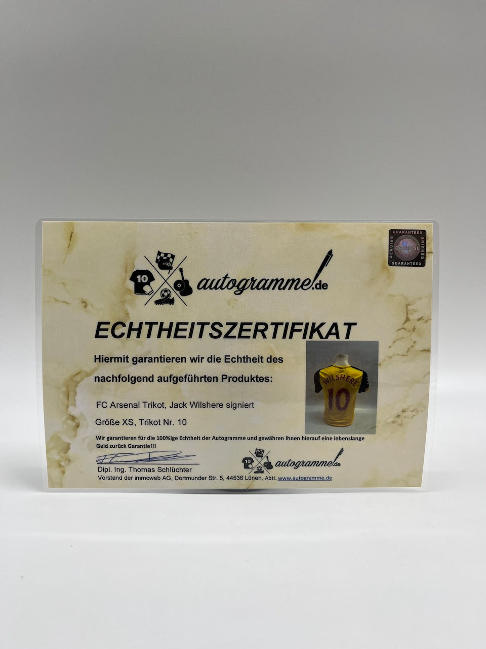 FC Arsenal jersey Jack Wilshere signed PUMA COA autograph XS