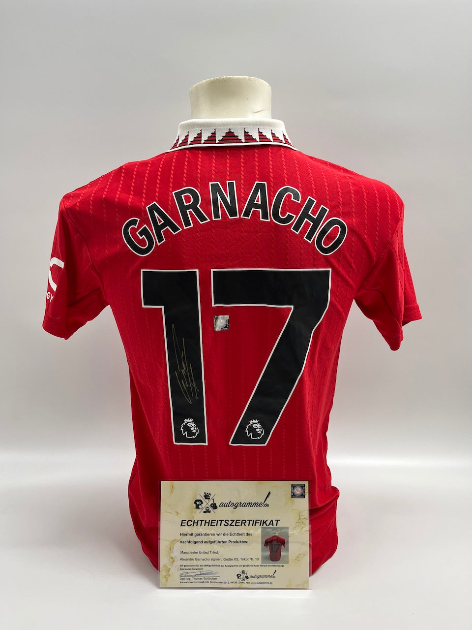 Manchester United Jersey Alejandro Garnacho signed autograph Adidas COA XS