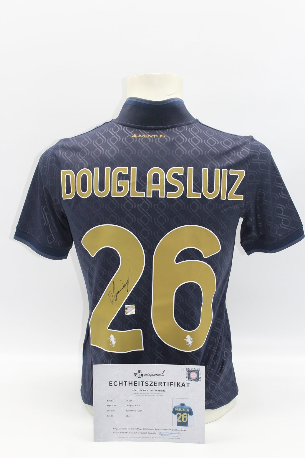 Juventus Turin Trikot 24/25 Douglas Luiz signiert Autogramm Adidas neu 164
