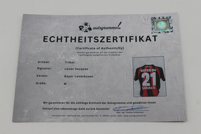 Bayer Leverkusen 26/27 Trikot Lucas Vazquez signiert New Balance COA Autogramm M