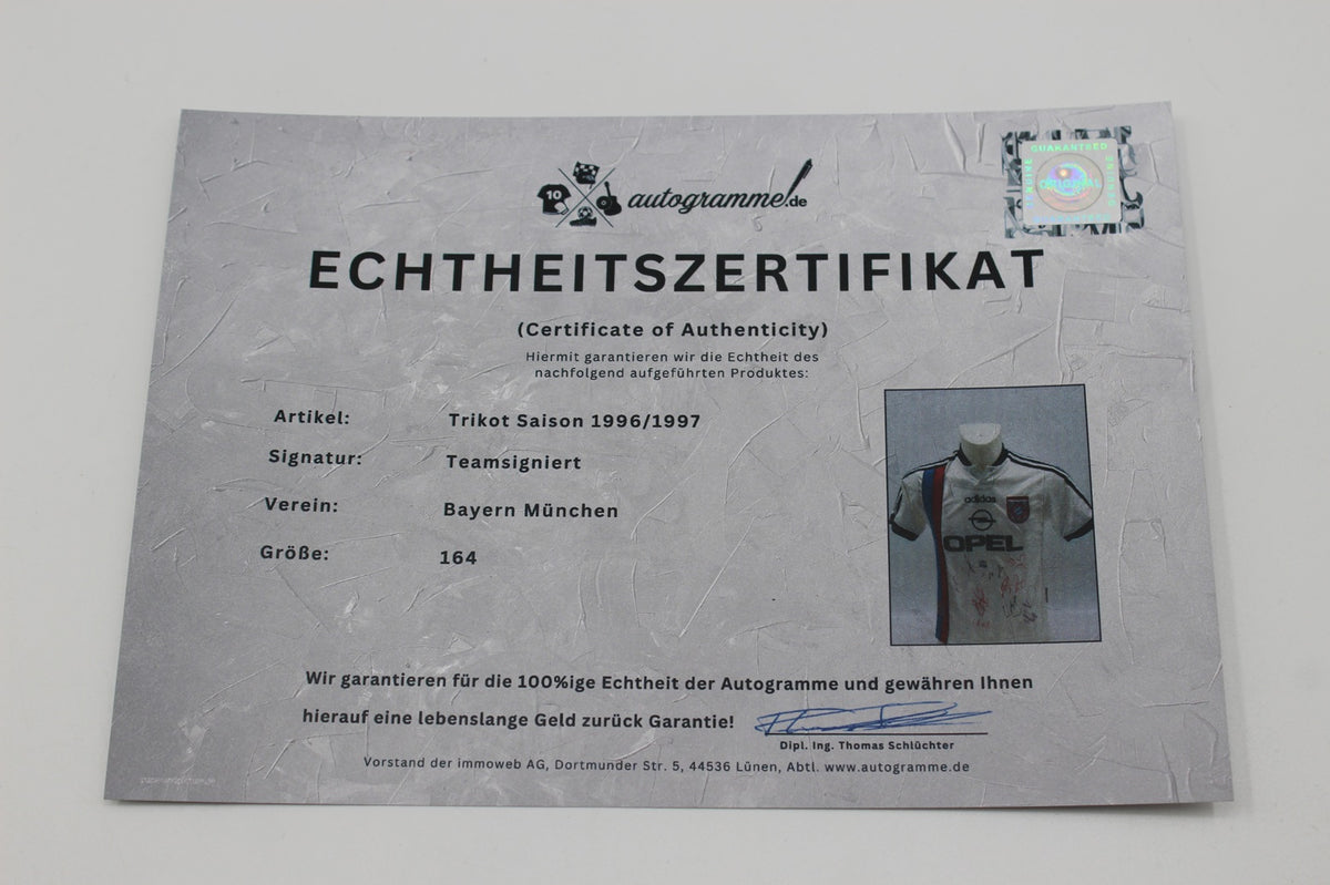FCB Trikot 1996/1997 Teamsigniert Bayern München Adidas Neu 164