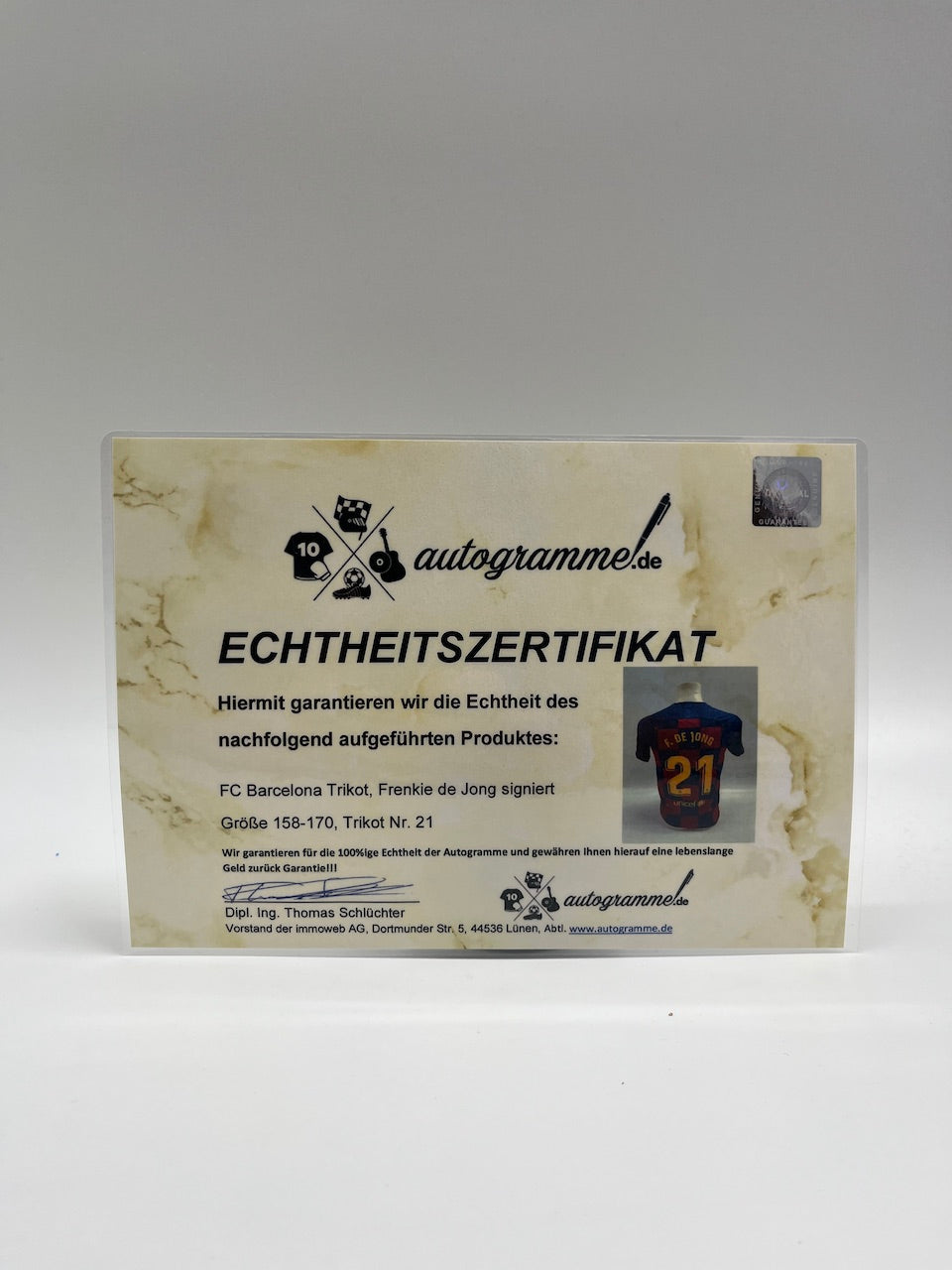 FC Barcelona jersey frenkie de jong signed autograph laliga nike coa 158-170