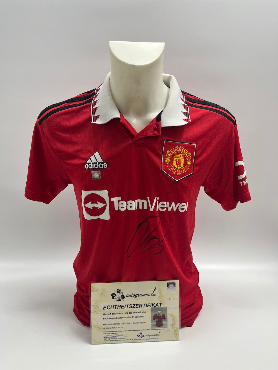 Manchester United Trikot Jadon Sancho signiert Autogramm Adidas COA S