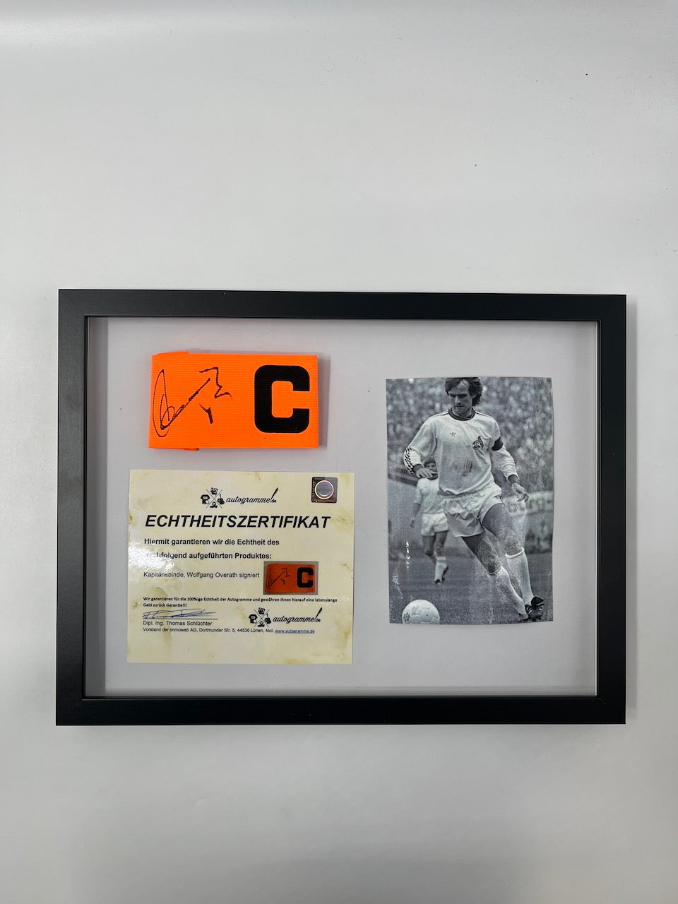 Captain's armband Wolfgang Overath signed in frame football autograph COA