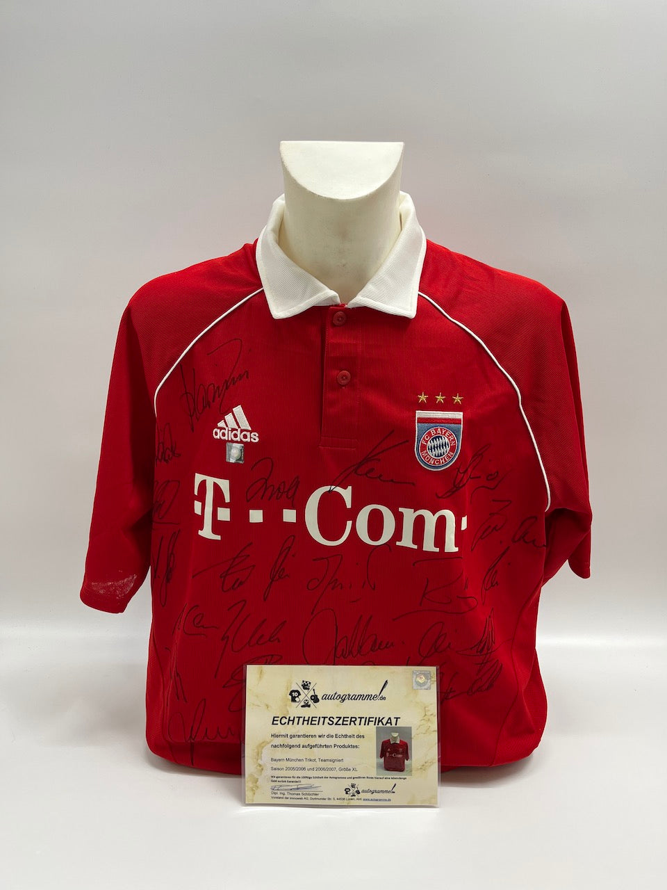 Bayern München Trikot persönlich signiert von Rainer Zobel Autogramm COA Adidas Größe 176