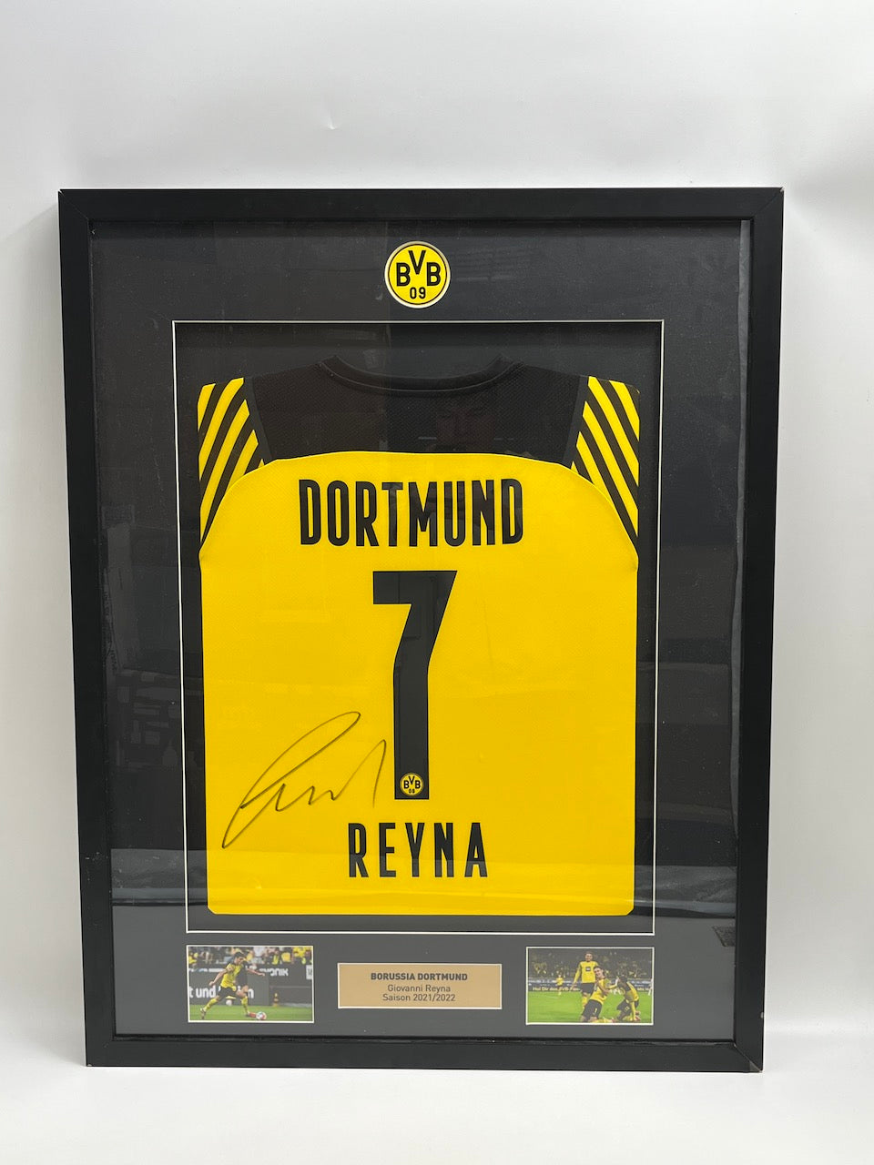 Borussia Dortmund Trikot Giovanni Reyna signiert im Rahmen Puma COA BVB