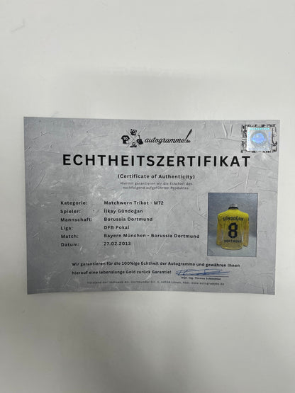 Matchworn Dortmund Trikot getragen von Ilkay Gündogan 27.02.2013 FCB-BVB