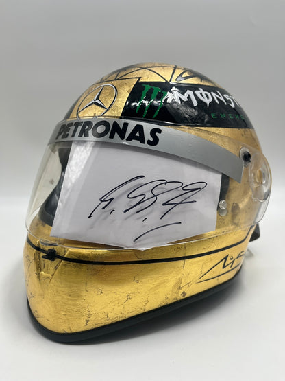 Michael Schumacher Formel 1 Helm Gold Unterschrift und Echtheitszertifikat 1:1