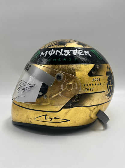 Michael Schumacher Formel 1 Helm Gold Unterschrift und Echtheitszertifikat 1:1