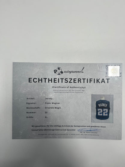 Orlando Magic Jersey Franz Wagner signiert NBA Basketball COA XL